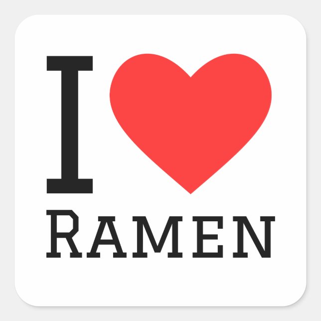 Sticker Carré J'aime ramen (Devant)