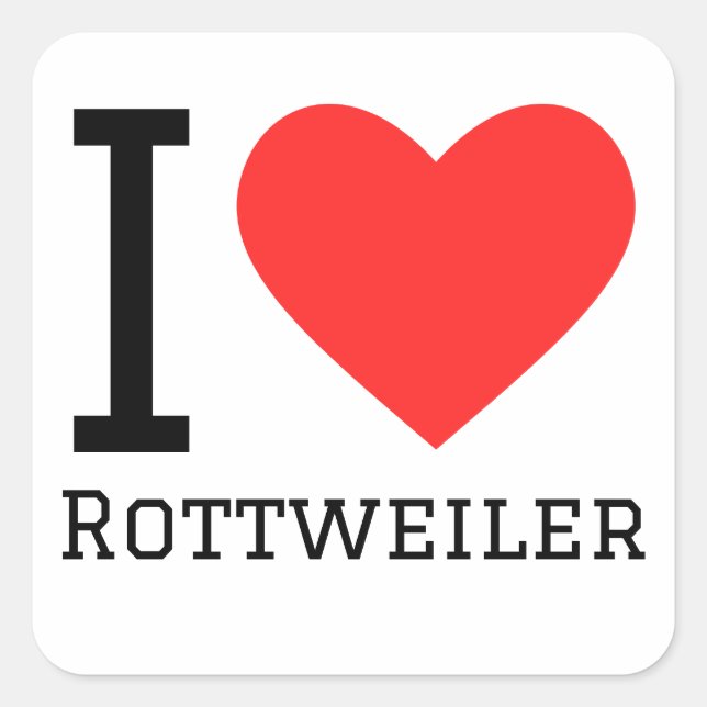 Sticker Carré J'aime Rottweiler (Devant)
