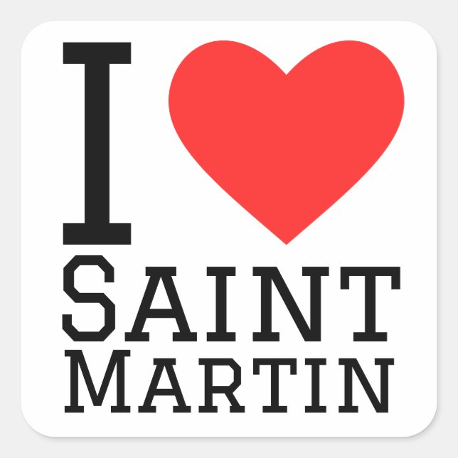 Sticker Carré J'aime Saint Martin (Devant)