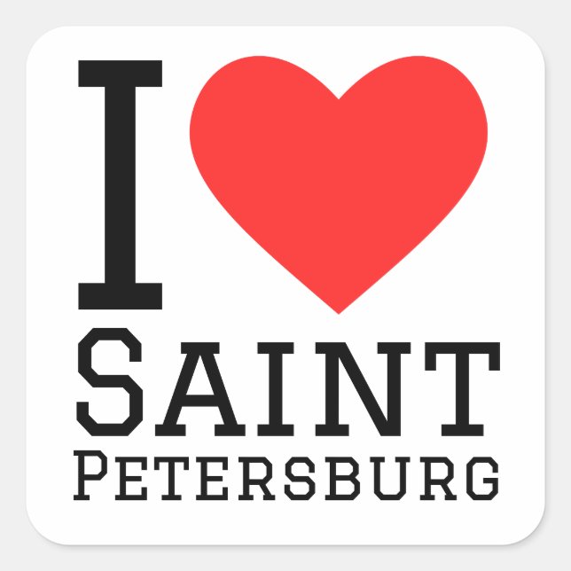 Sticker Carré J'aime Saint-Pétersbourg (Devant)