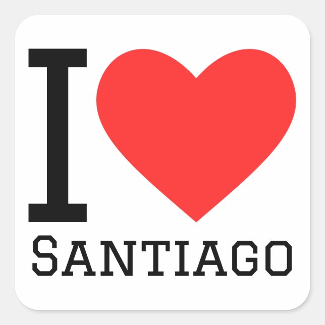 Sticker Carré J'aime Santiago (Devant)