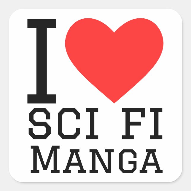 Sticker Carré J'aime sci fi manga (Devant)