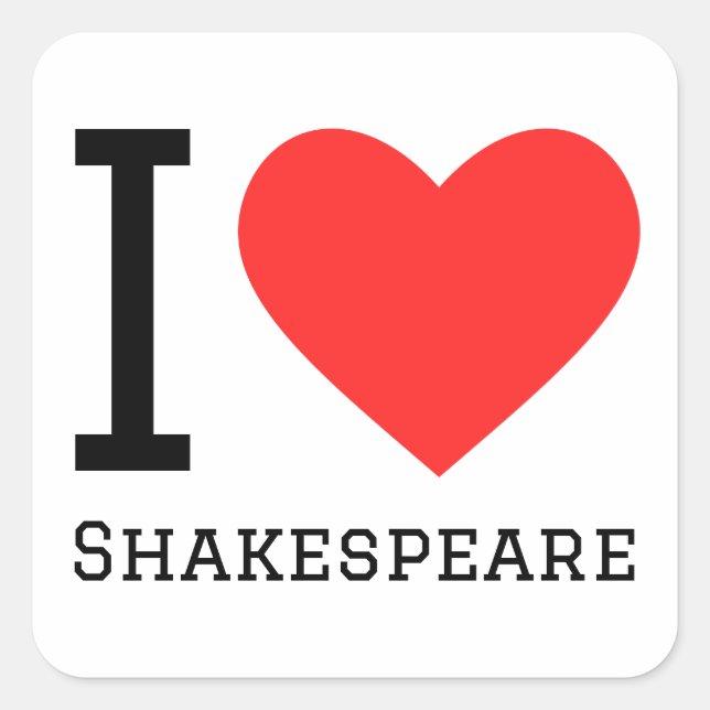 Sticker Carré J'aime shakespeare (Devant)