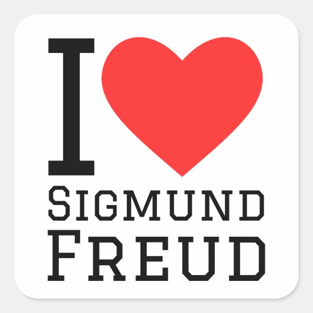 Sticker Carré J'aime Sigmund freud (Devant)