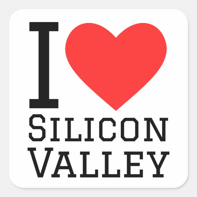 Sticker Carré J'aime Silicon Valley (Devant)
