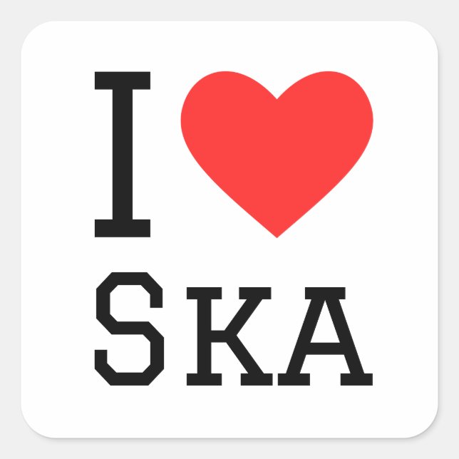 Sticker Carré J'aime ska (Devant)