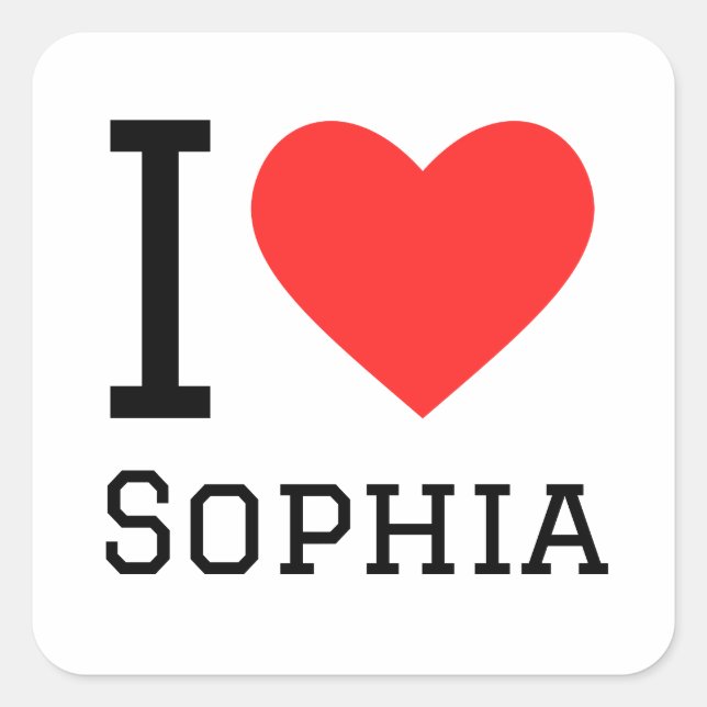 Sticker Carré J'aime Sophia (Devant)
