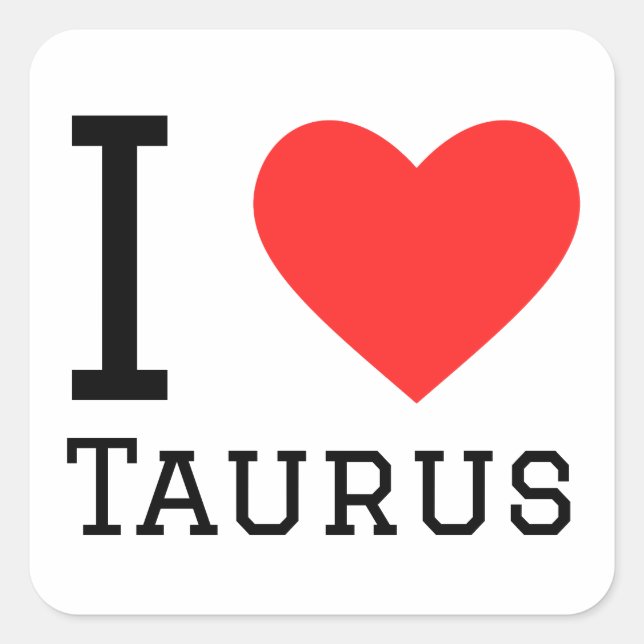Sticker Carré J'aime Taurus (Devant)