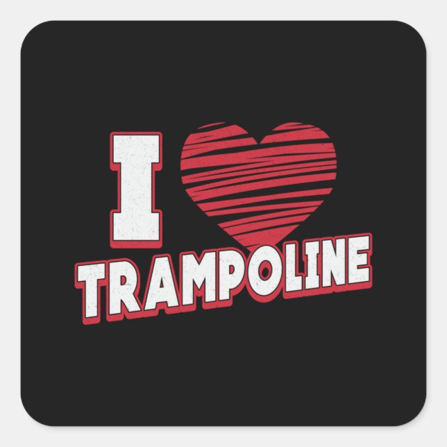 Sticker Carré J'Aime Trampoline Jumper Jump Gymnaste Trampoline (Devant)