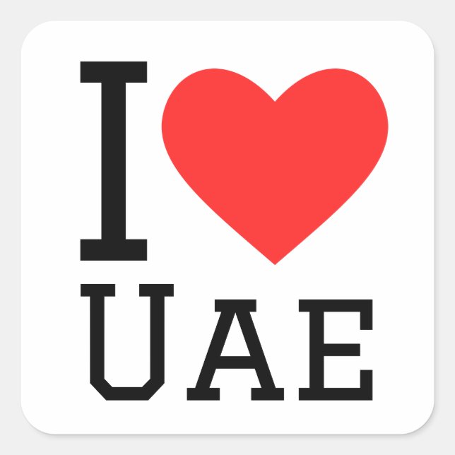 Sticker Carré J'aime uae (Devant)
