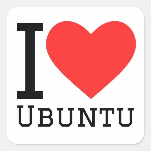 Sticker Carré J'aime ubuntu (Devant)