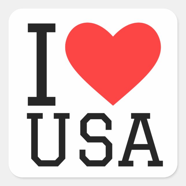 Sticker Carré J'aime USA (Devant)