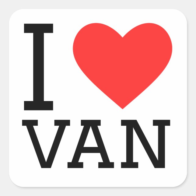 Sticker Carré J'aime van (Devant)