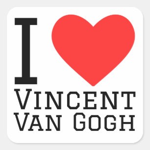 Sticker Carré j'aime Vincent Van Gogh