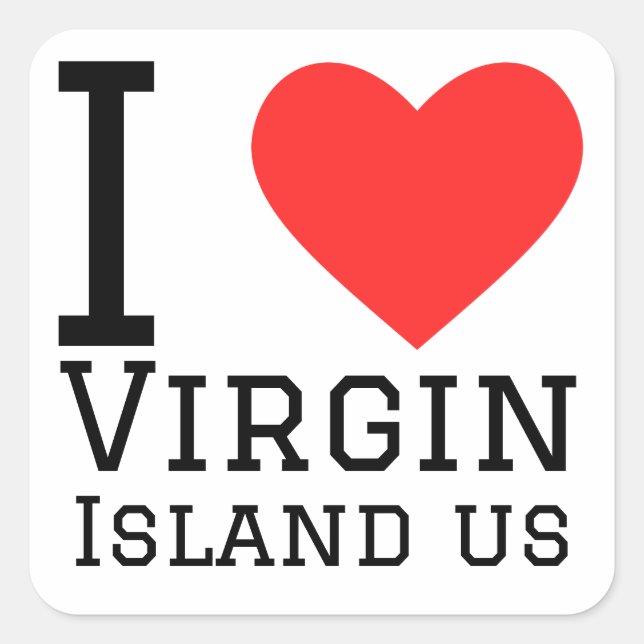 Sticker Carré J'aime Virgin Islands nous (Devant)