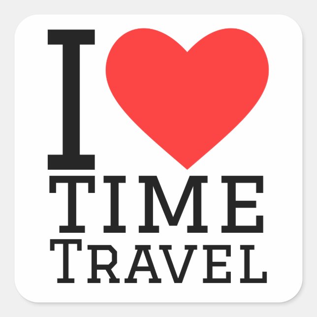 Sticker Carré J'aime voyager dans le temps (Devant)