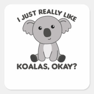 Sticker Carré J'aime vraiment Koalas - Sweet Koala