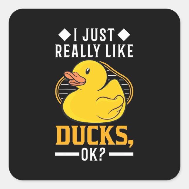 Sticker Carré J'Aime Vraiment Les Canards (Devant)