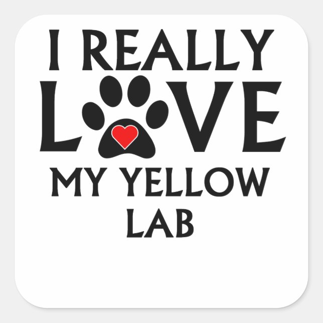 Sticker Carré J'Aime Vraiment Mon Laboratoire Jaune (Devant)