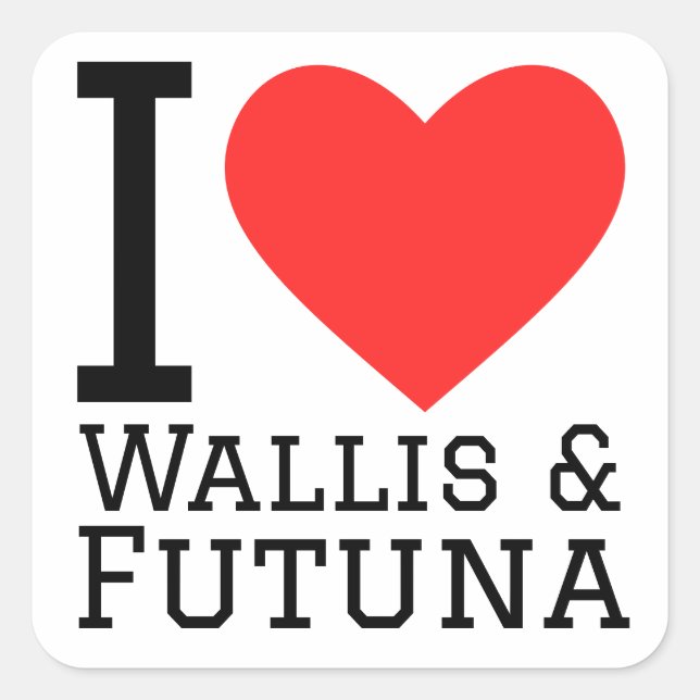 Sticker Carré J'aime Wallis & Futuna (Devant)