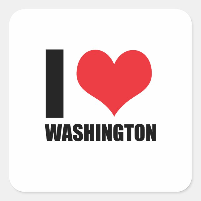 Sticker Carré J'aime Washington (Devant)