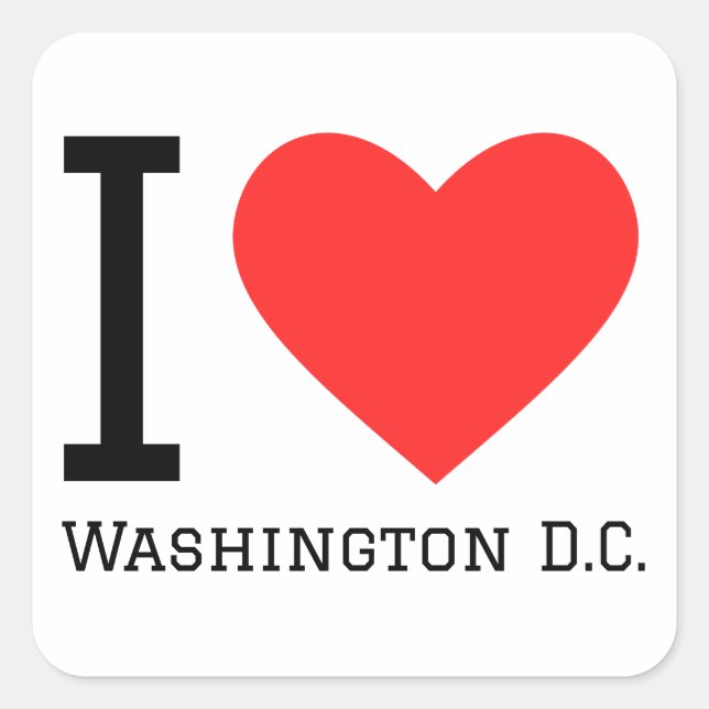 Sticker Carré J'aime Washington D.C. (Devant)