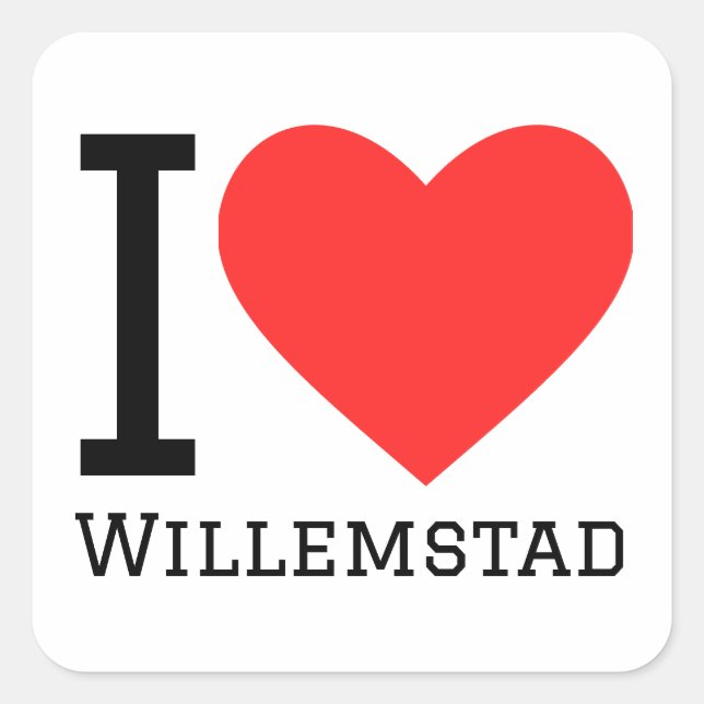 Sticker Carré J'aime Willemstad (Devant)