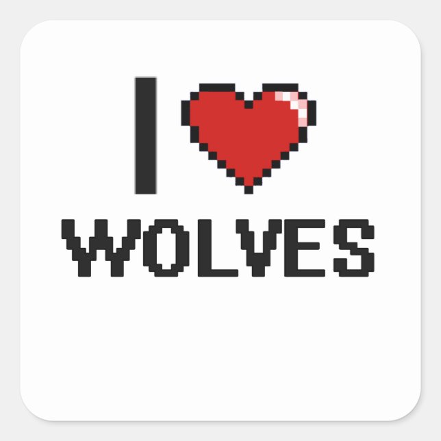 Sticker Carré J'aime Wolves Design numérique (Devant)