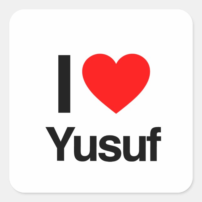 Sticker Carré j'aime yusuf (Devant)
