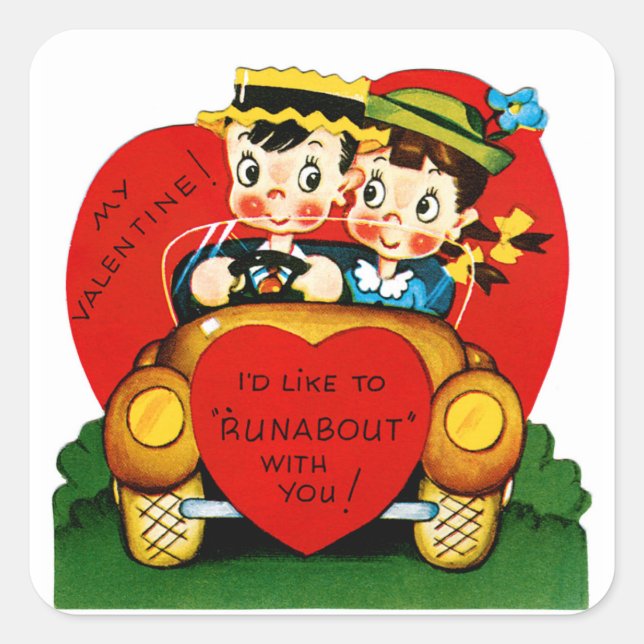 Sticker Carré J'aimerais "Runabout" avec toi Valentine (Devant)