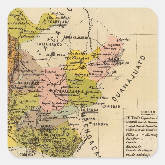 Sticker Carré Jalisco, Mexique (Devant)