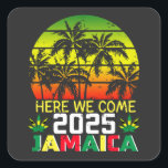 Sticker Carré Jamaïque 2025 Nous voici<br><div class="desc">Jamaïque 2025 Ici Nous Venons Matching Famille Dream Vacation Cadeau Carré Sticker Classic Collection.</div>
