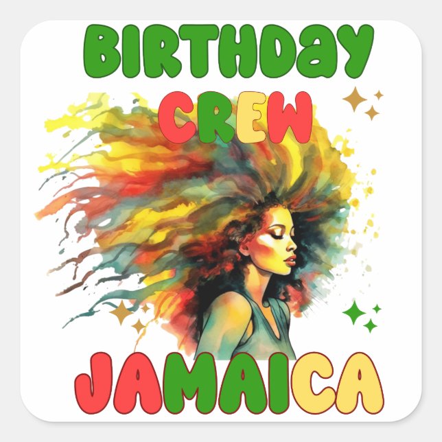 Sticker Carré Jamaïque Birthday Girl Matching Crew Travel Group (Devant)