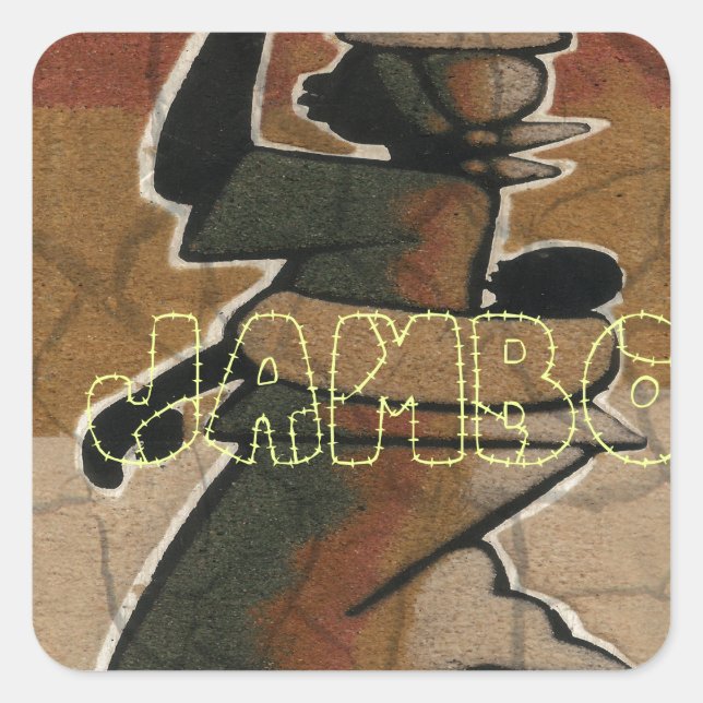 Sticker Carré Jambo Habari Hakuna Matata. (Devant)