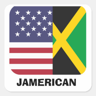 Sticker Carré Jamerican, drapeau jamaïcain américain, 4 juillet