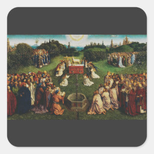 Sticker Carré Jan van Eyck Adoration de l'Agneau mystique Art