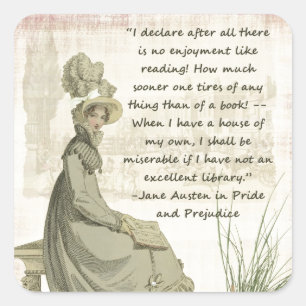 Sticker Carré Jane Austen Amateurs de livres