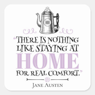 Sticker Carré Jane Austen - Séjour à la maison - Café Pot