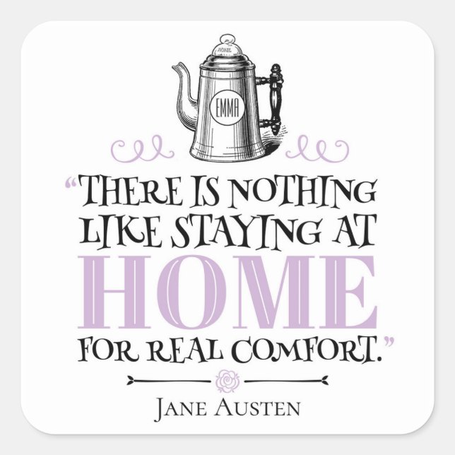 Sticker Carré Jane Austen - Séjour à la maison - Café Pot (Devant)