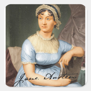 Sticker Carré Jane Austen Signé Portrait