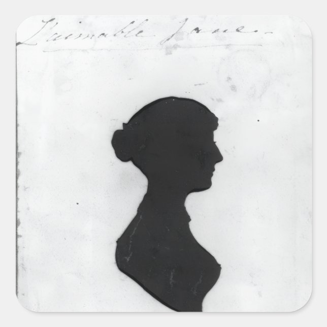 Sticker Carré Jane Austen Silhouette (Devant)