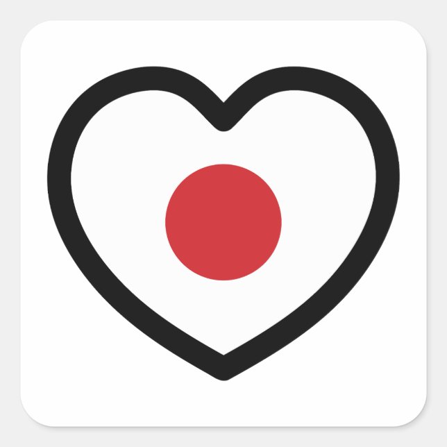 Sticker Carré Japon | Coeur du drapeau japonais (Devant)