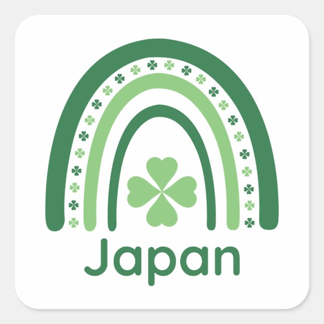 Sticker Carré Japon Nom Clover Boho Rainbow (Devant)