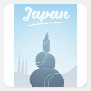 Sticker Carré Japon Stones debout empilés dans le paysage.