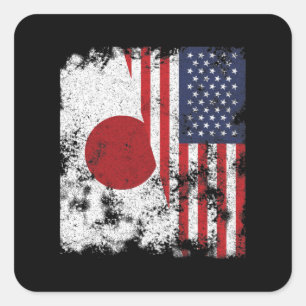 Sticker Carré Japon USA Flag