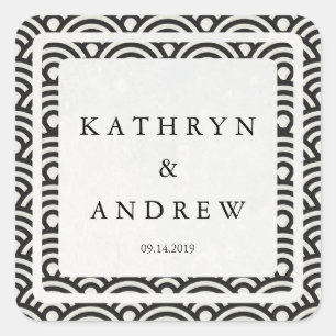 Sticker Carré Japonais Seigaiha Vague des noms personnalisés + M