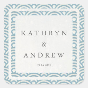 Sticker Carré Japonais Seigaiha Vague des noms personnalisés + M