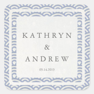 Sticker Carré Japonais Seigaiha Vague des noms personnalisés + M