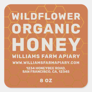 Sticker Carré Jar de miel moderne Apiary Burning Orange