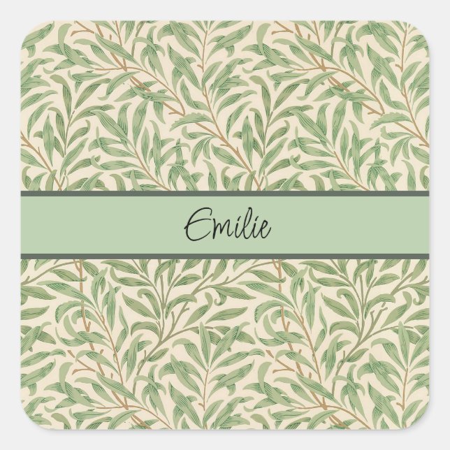 Sticker Carré Jardin aux branches de saule de William Morris Fle (Devant)